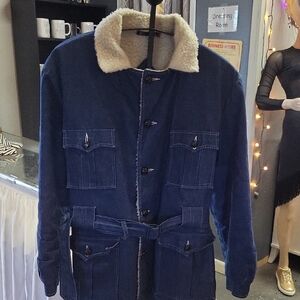 Vtg. h.i.s. DENIM JACKET WITH SHEARLING LINING